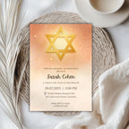 Star Of David Watercolor Bat Mitzvah Invitation