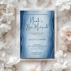 Blue Watercolor Bar Mitzvah Invitation