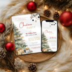Watercolor Christmas Tree Party Invitation