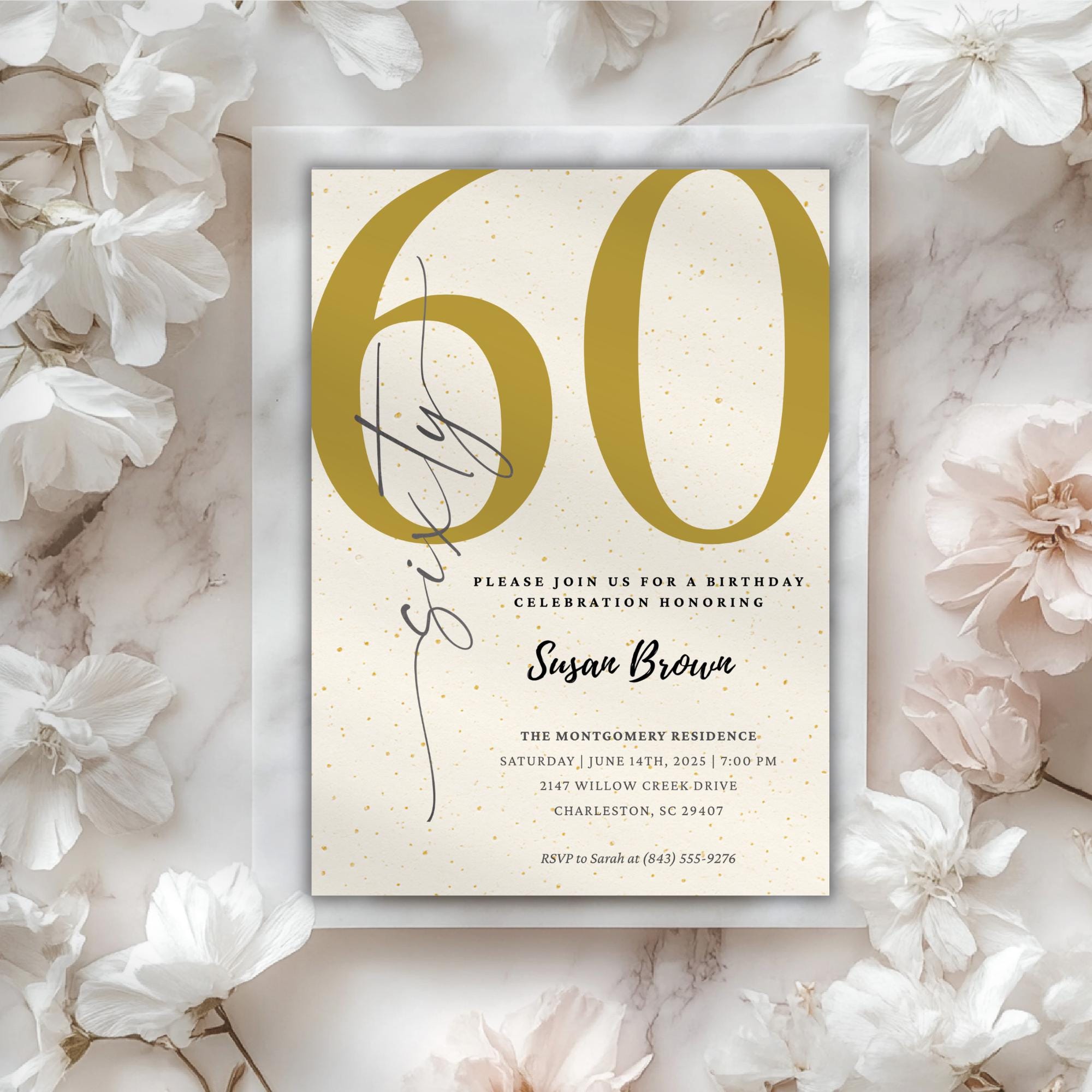 Elegant Gold Minimalist 60th Birthday Invitation