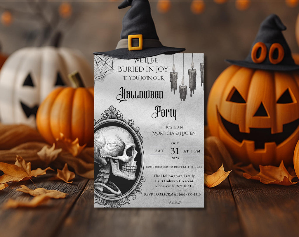 Gothic Skull Halloween Party Invitation