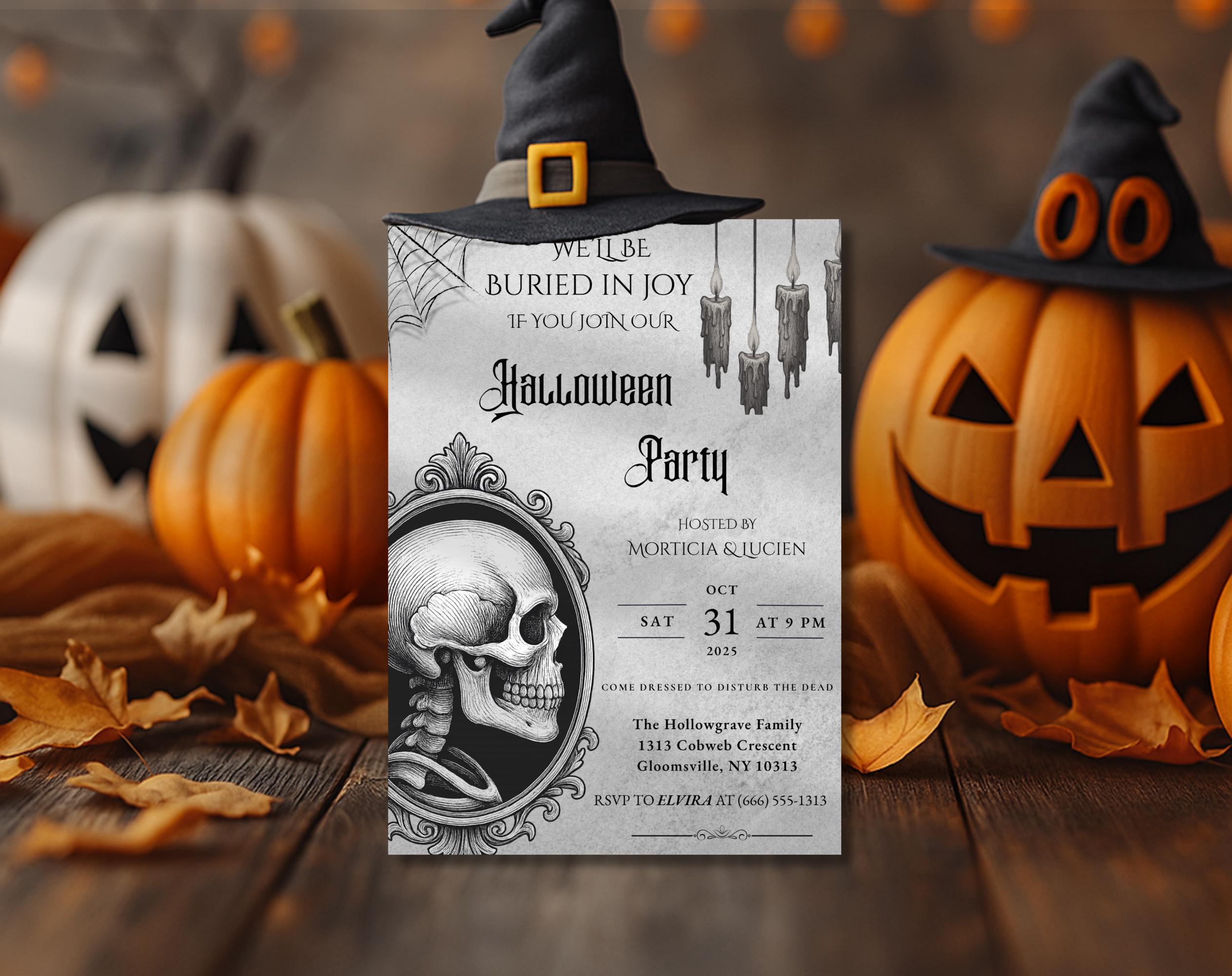 Gothic Skull Halloween Party Invitation
