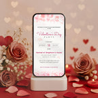 Pink Hearts Valentines Party Invitation