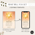 Star Of David Watercolor Bat Mitzvah Invitation