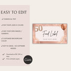 50th Birthday Food Labels Rose Gold