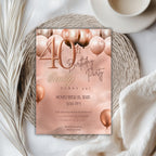 Rose Gold Balloon Birthday Invitation