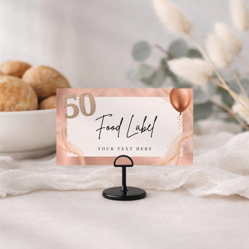 50th Birthday Food Labels Rose Gold