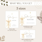 Gold Candle Baptism Wine Bottle Labels