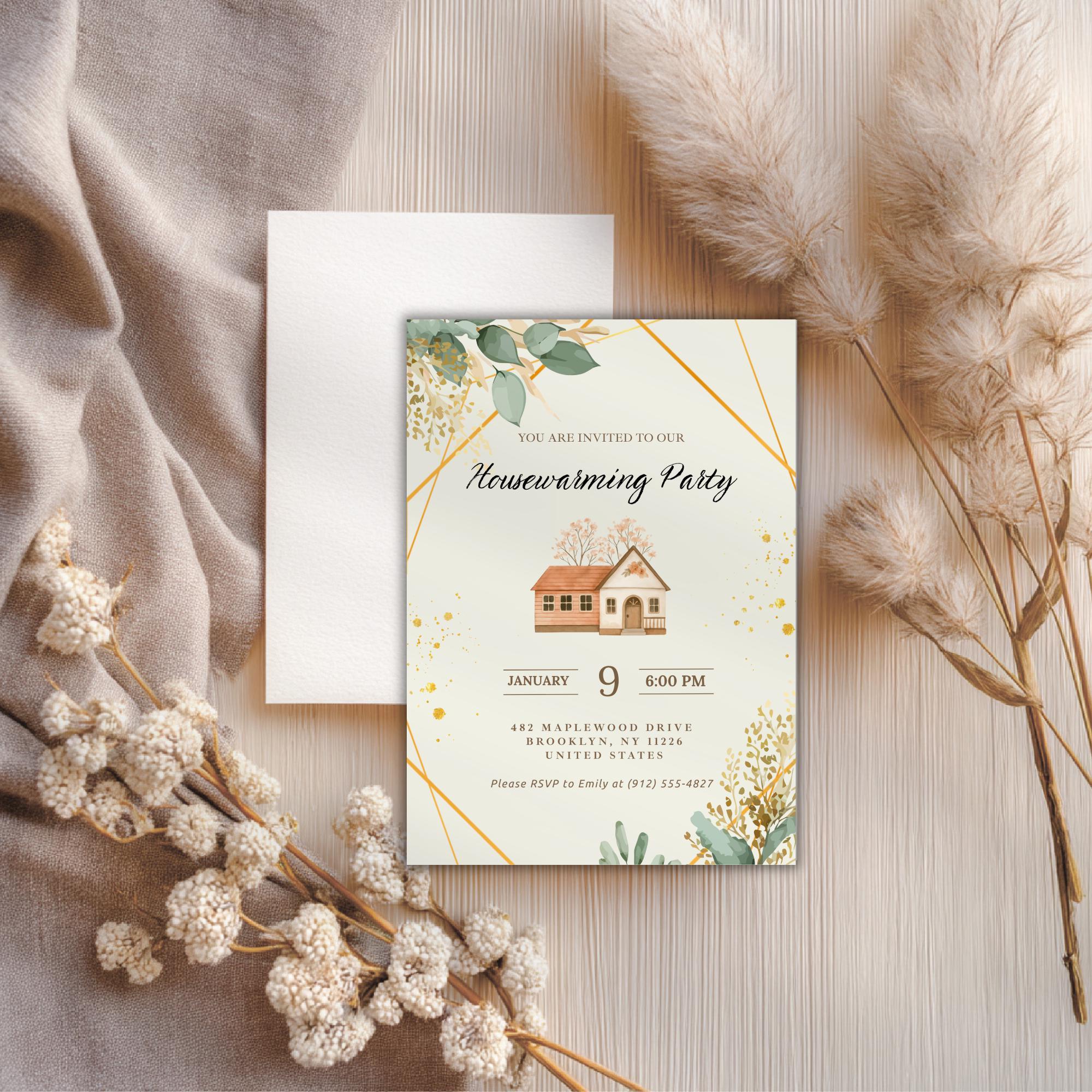 Watercolor Geometric Housewarming Invitation