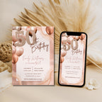 Rose Gold 50th Birthday Invitation