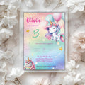 Pastel Rainbow Unicorn Kids Birthday Invitation
