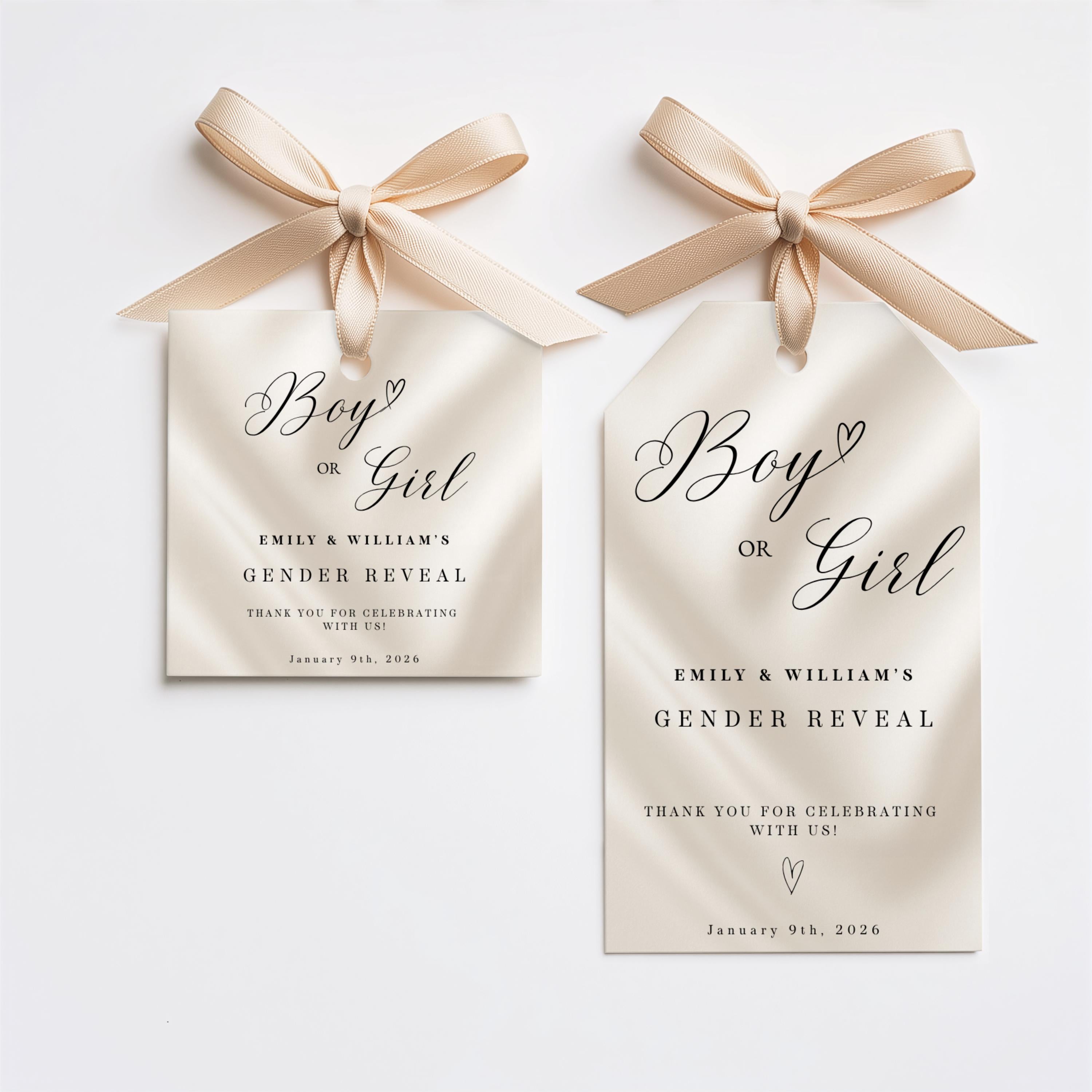 Elegant Gender Reveal Thank You Tags