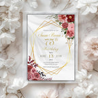 Elegant Gold Geometric Floral 75th Birthday Invitation