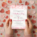 Pink Hearts Valentines Party Invitation