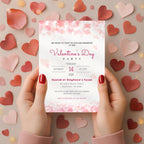 Pink Hearts Valentines Party Invitation