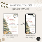 Watercolor Christmas Tree Party Invitation