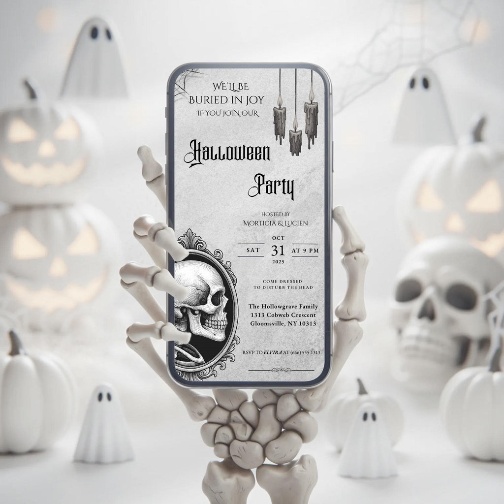 Gothic Skull Halloween Party Invitation