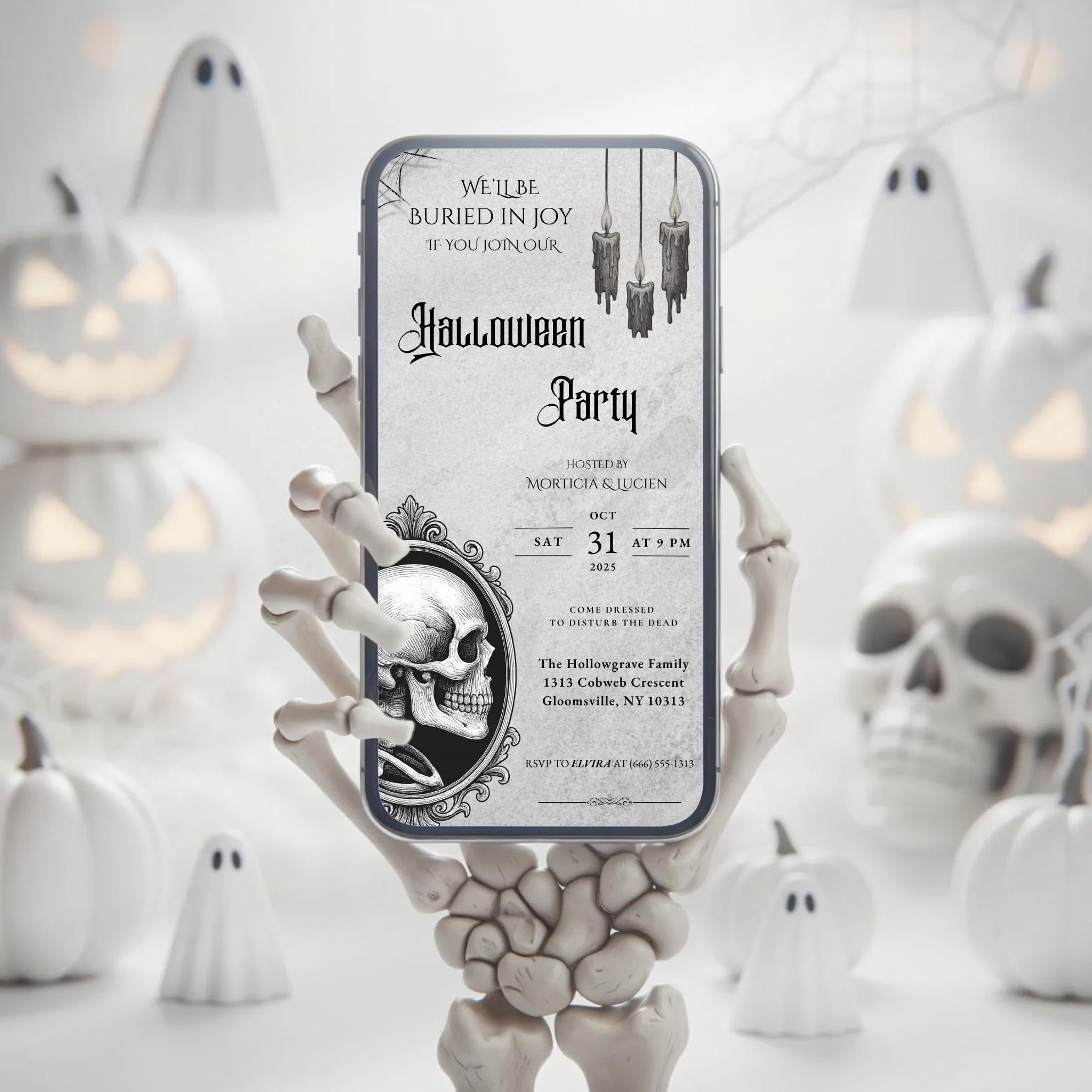 Gothic Skull Halloween Party Invitation