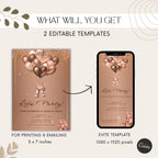 Rose Gold Balloon Elegant Birthday Invitation