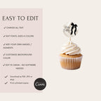 Black Bow Birthday Cupcake Toppers
