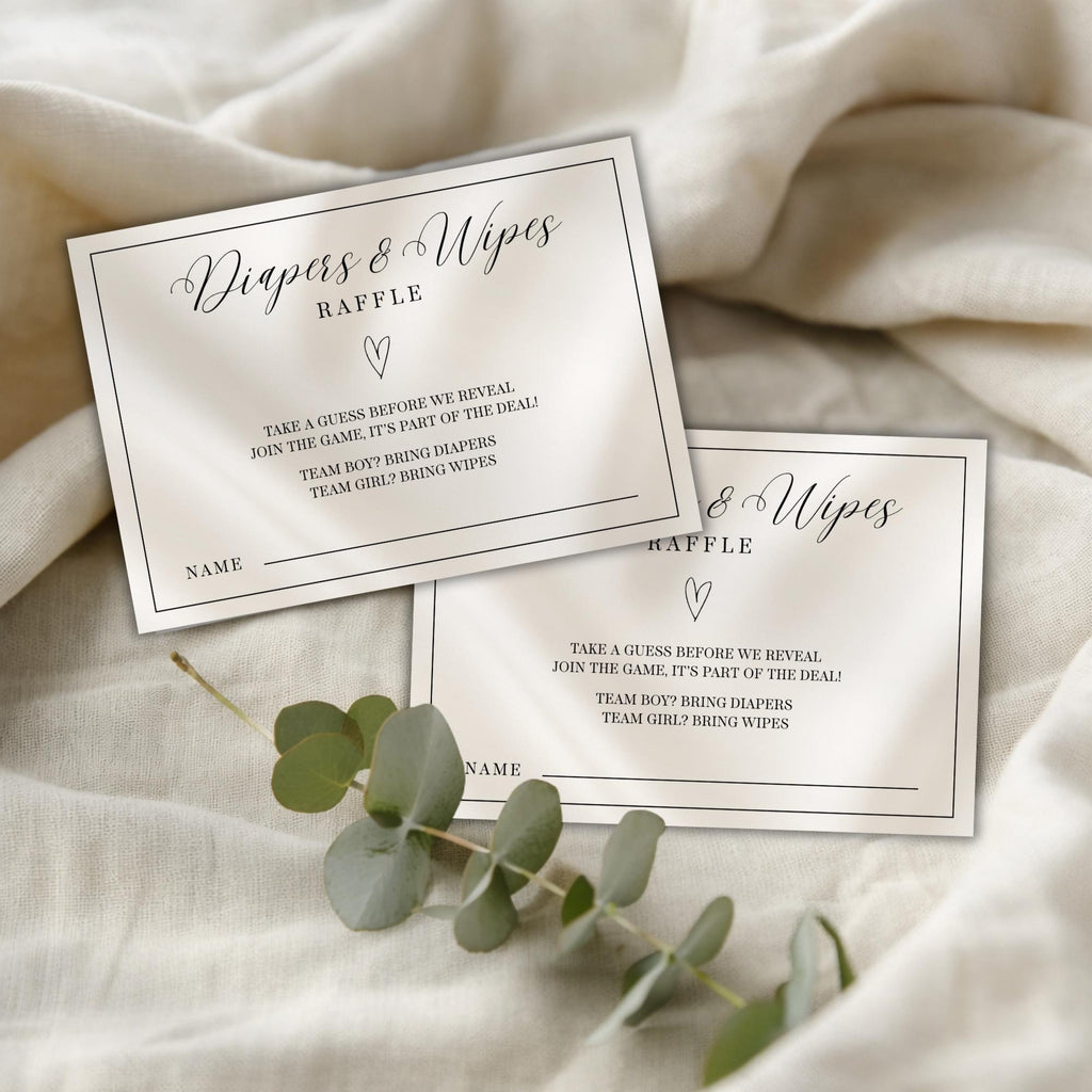 Elegant Gender Reveal Diaper Raffle Card