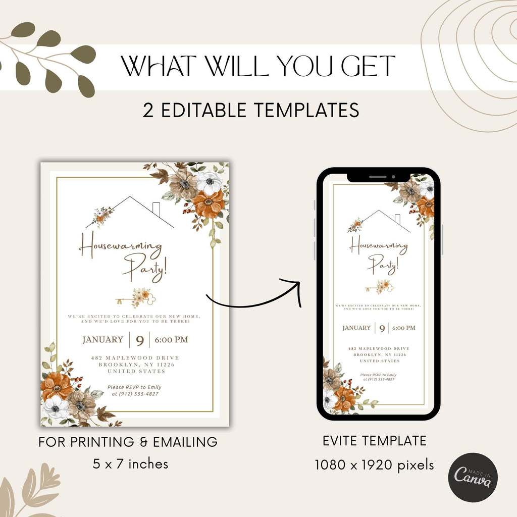 Floral Housewarming Party Invitation