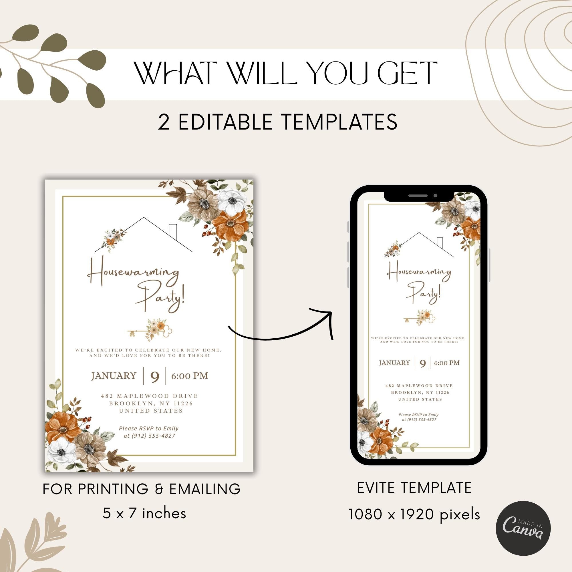 Floral Housewarming Party Invitation