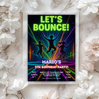 Neon Trampoline Park Kids Birthday Invitation