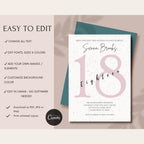 Blush Minimalist 18th Birthday Invitation
