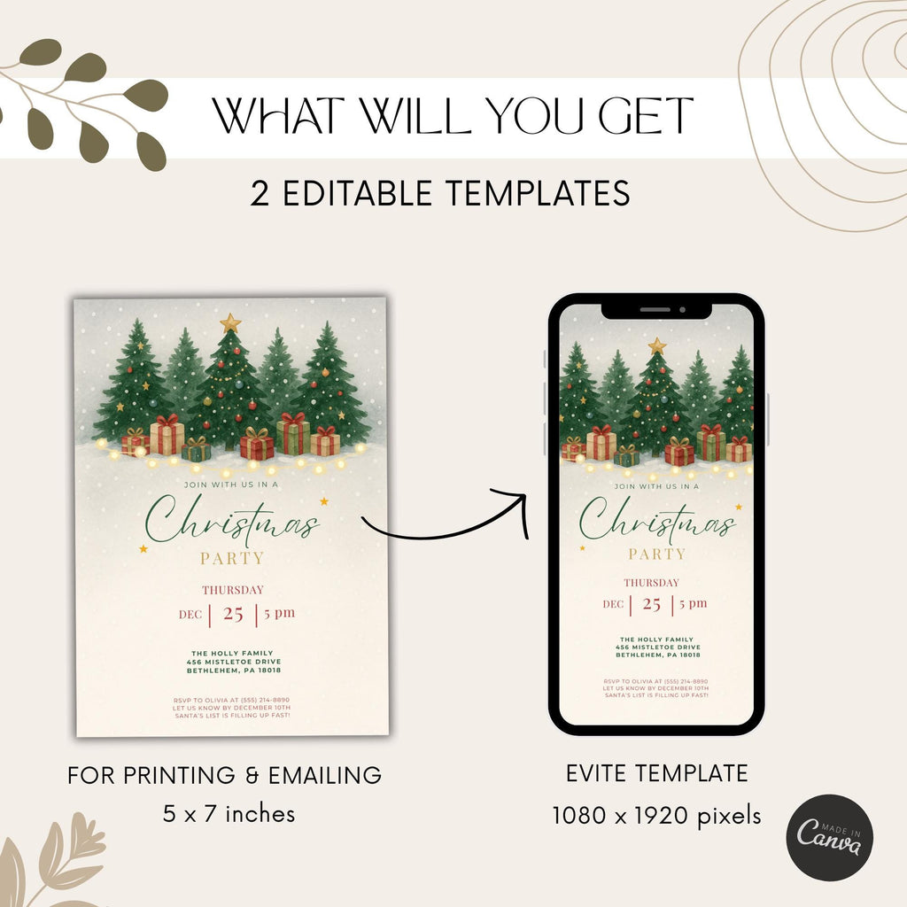 Christmas Tree Party Invitation