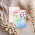 Pastel Rainbow Unicorn Kids Birthday Invitation