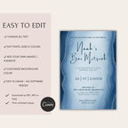 Blue Watercolor Bar Mitzvah Invitation