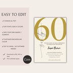 Elegant Gold Minimalist 60th Birthday Invitation