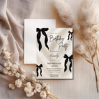 Elegant Black Bow 40th Birthday Invitation
