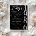 Elegant Black Satin 40th Birthday Invitation 1986