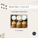 Gold Candle Baptism Cupcake Toppers