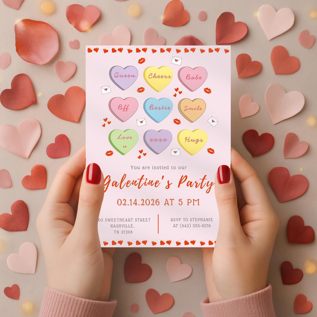 Candy Hearts Galentine's Party Invitation