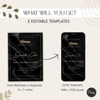 Elegant Black Satin Dinner Birthday Invitation