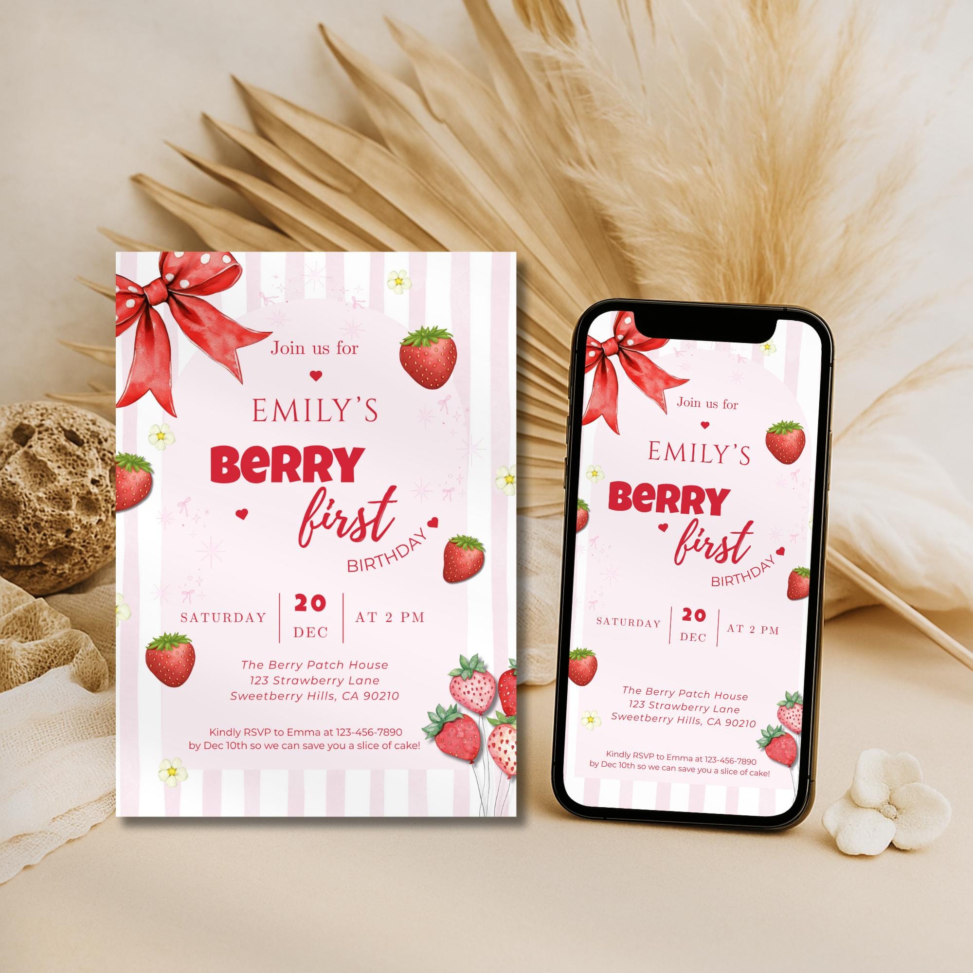 Berry First Birthday Invitation