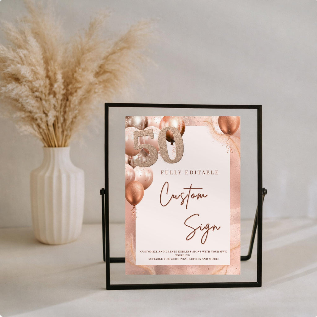 Rose Gold 50th Birthday Custom Sign