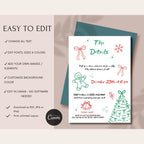 Hand Drawn Red & Green Christmas Invitation