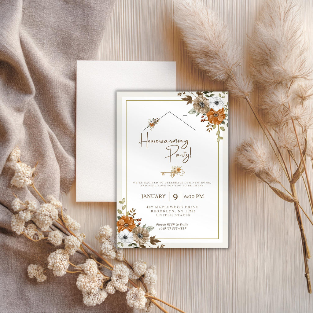 Floral Housewarming Party Invitation