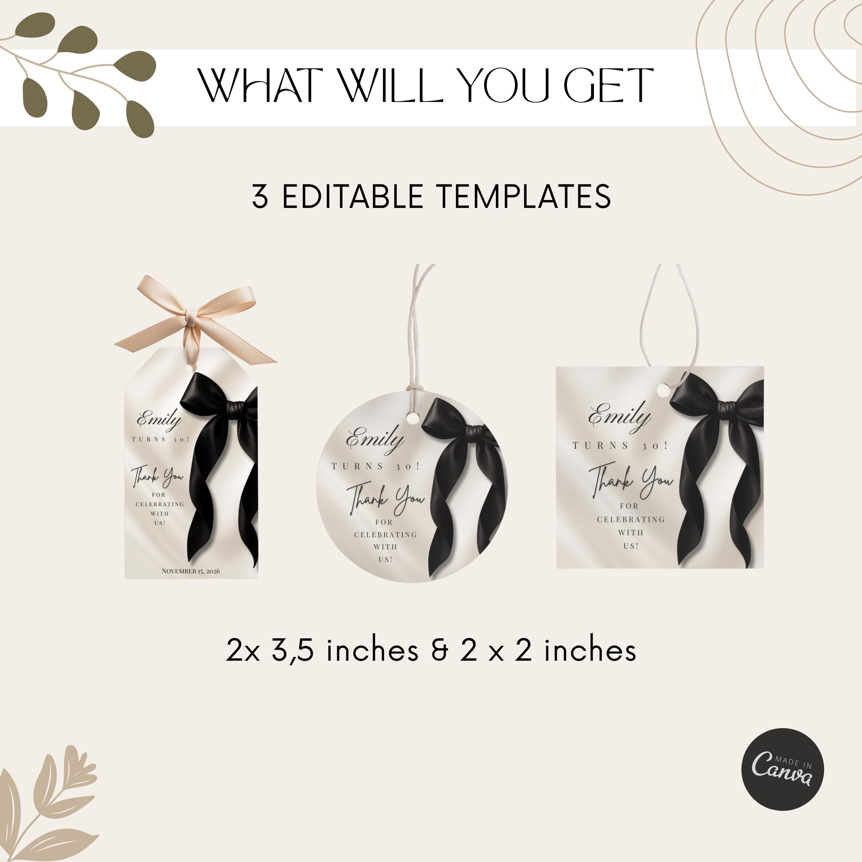 Black Bow Favor Tags