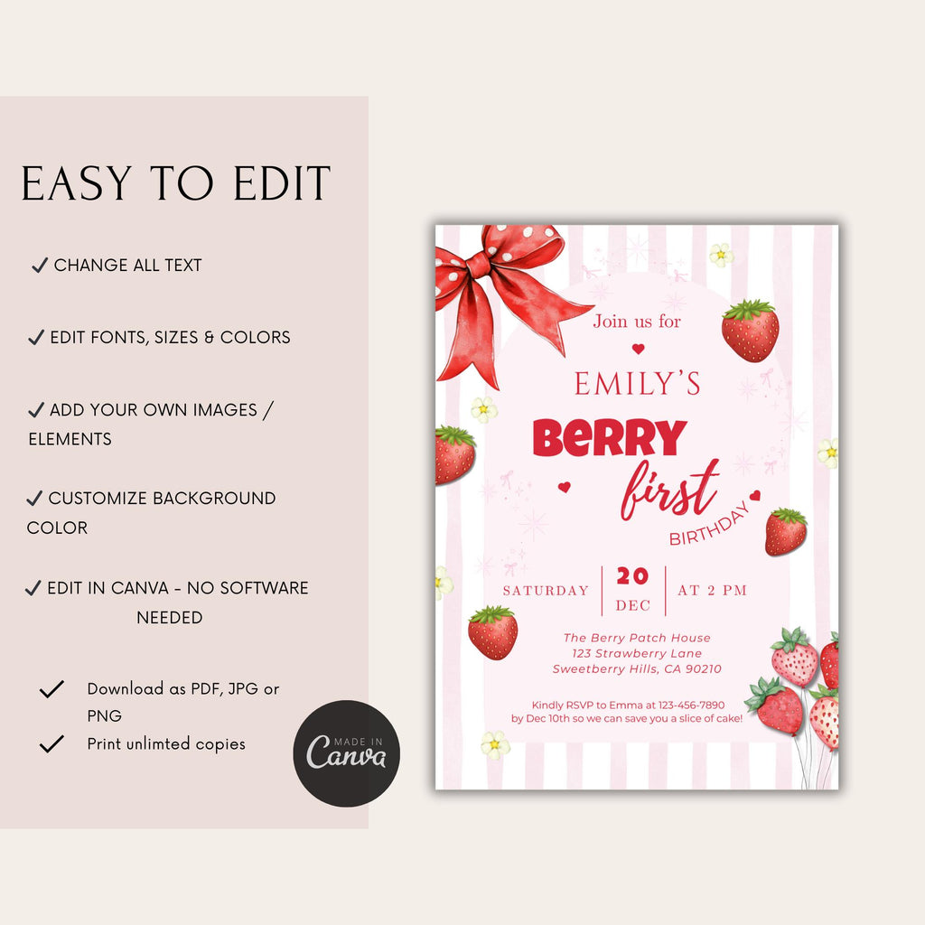Berry First Birthday Invitation