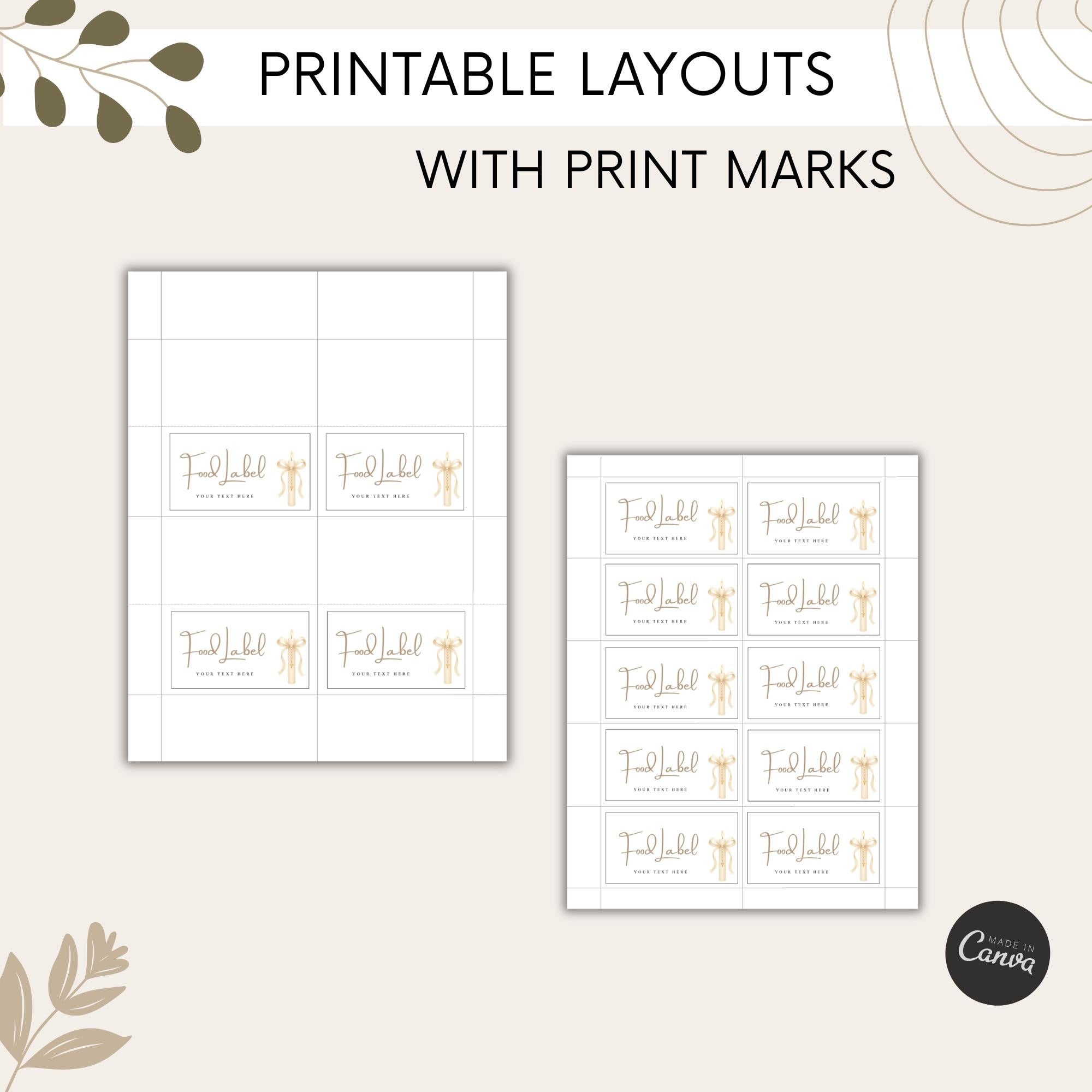 Gold Candle Baptism Buffet Food Labels