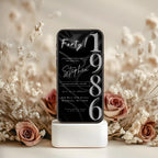 Elegant Black Satin 40th Birthday Invitation 1986