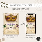 Masquerade Mardi Gras Party Invitation