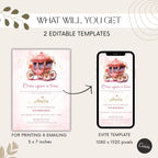 Watercolor Fairytale Princess Carriage Birthday Invitation