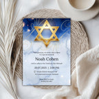 Gold Star of David Bar Mitzvah Invitation