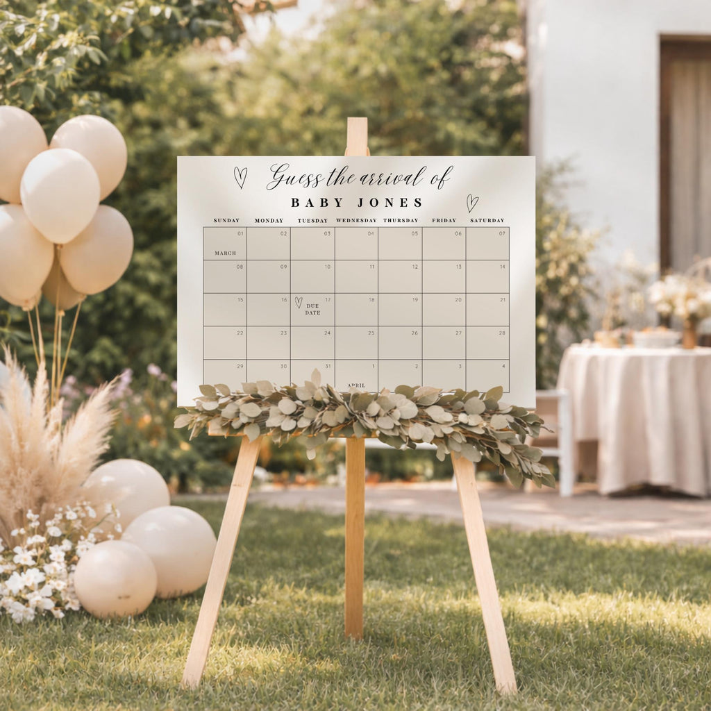 Elegant Gender Reveal Due Date Calendar